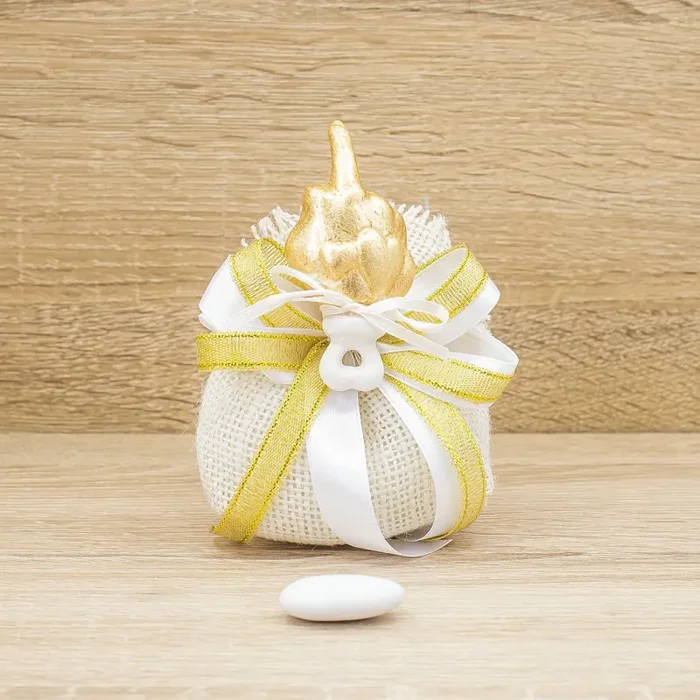 Sacchetto con Sali Profumati e Ciondolo Dito Medio Oro Bella Napoli