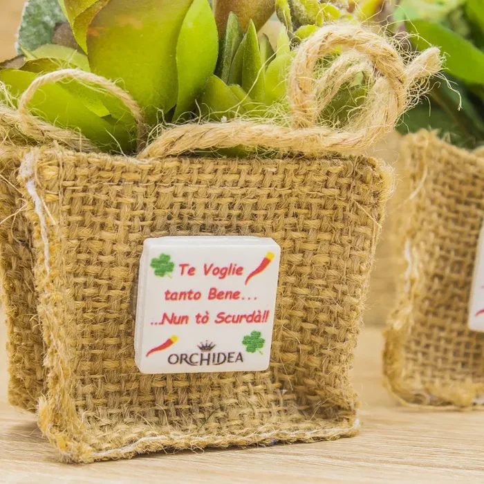 Sacchetto Iuta, Mattoncino con Frase e Piantina - immagine 2