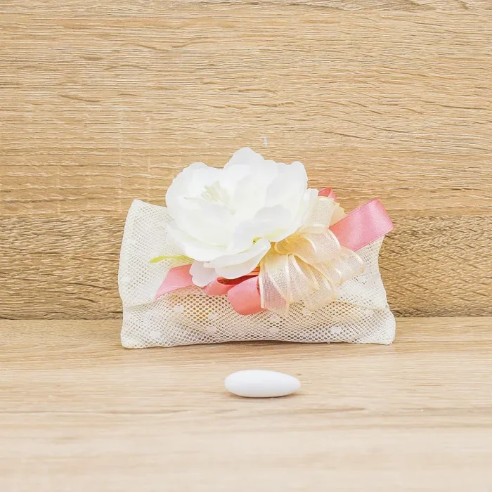 Sacchetto Pochette Fiocco Rosa con Pois e Sali Profumati Francesi La Vie en Rose