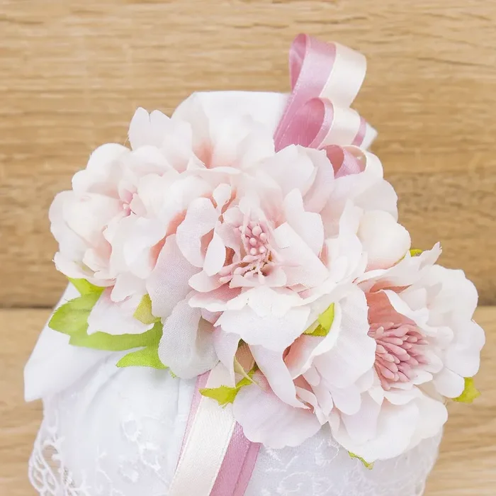 Sacchetto Puffo Bianco con Ricamo e Sali Profumati Francesi La Vie en Rose - immagine 3