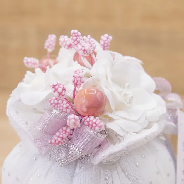 Sacchetto Puffo Piccolo a Pois con Fiori e Sali Profumati La Vie en Rose - immagine 2