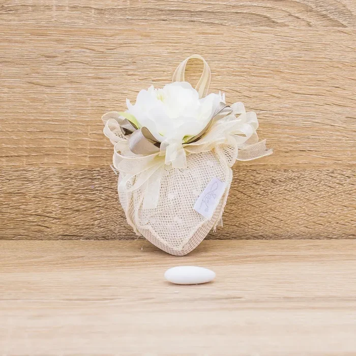 Sacchetto Sapone Profumato Cuore Fiocco Tortora La Vie en Rose