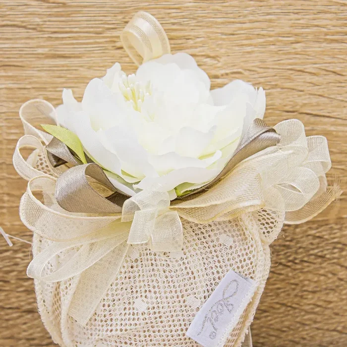 Sacchetto Sapone Profumato Cuore Fiocco Tortora La Vie en Rose - immagine 2