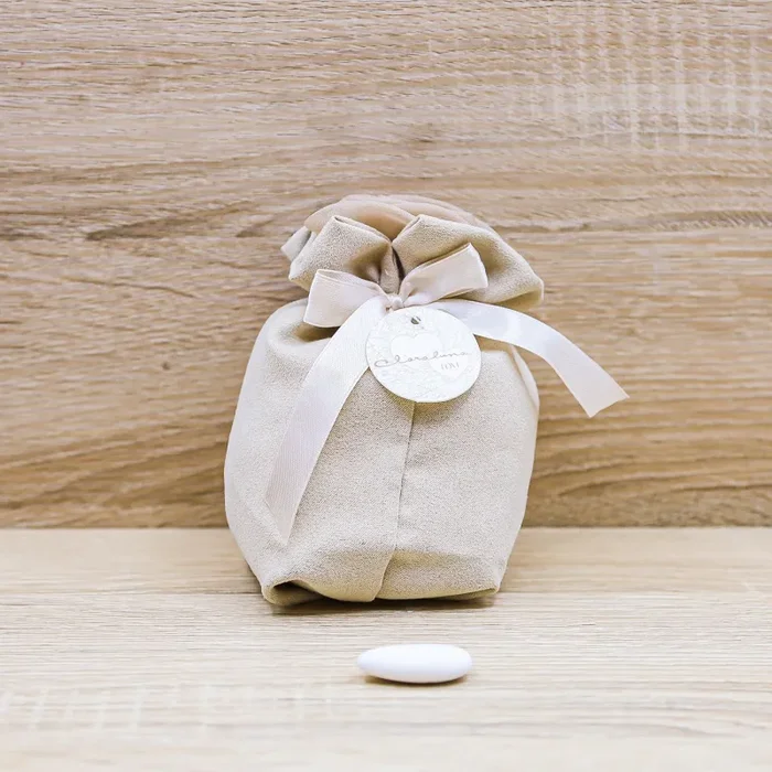 Sacchetto Tortora con Rosa Medio “Love” Claraluna