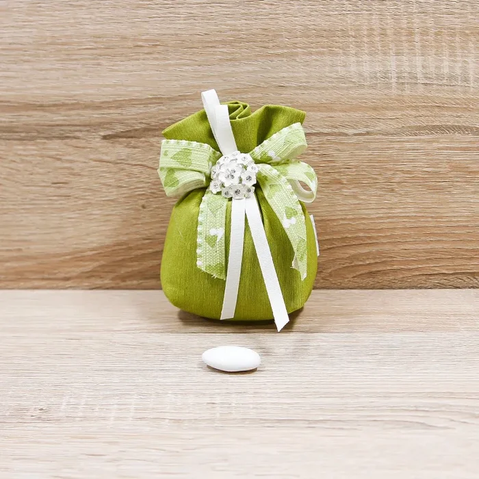 Sacchetto Verde con Spilla Fiorellini Online