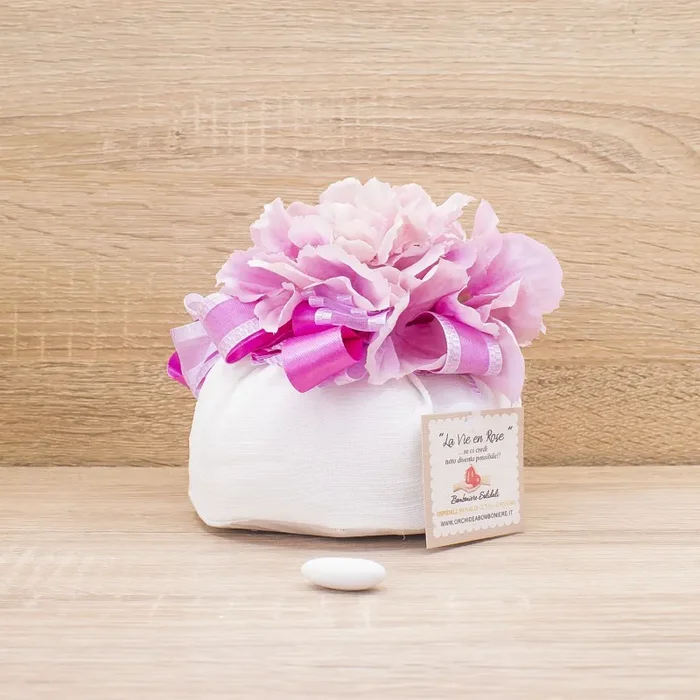 Sacchettone con Ortensie e Sali Profumati Francesi La Vie en Rose