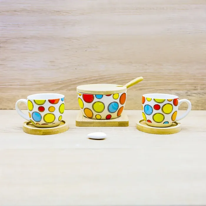 Set 2 Tazzine e Zuccheriera con Bolle Colorate “Caffettino” Cuore Matto Vendita calda online