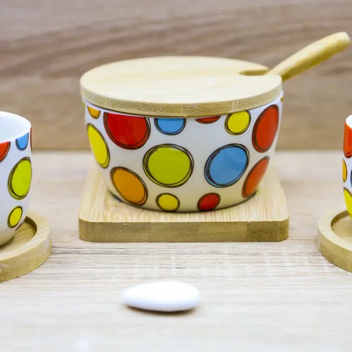 Set 2 Tazzine e Zuccheriera con Bolle Colorate “Caffettino” Cuore Matto Vendita calda online - immagine 3