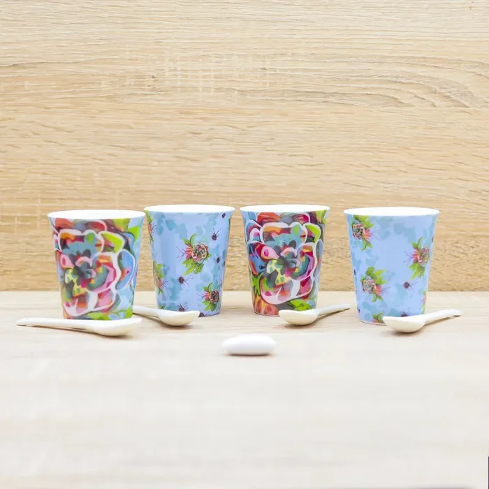 Set 4 Tazze Caffè con Fiori Michelle Allen Vendita online