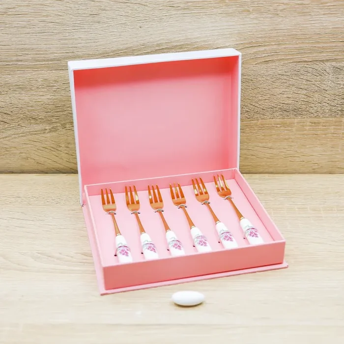 Set 6 Forchette Oro con Fiori Encantada Vendita calda