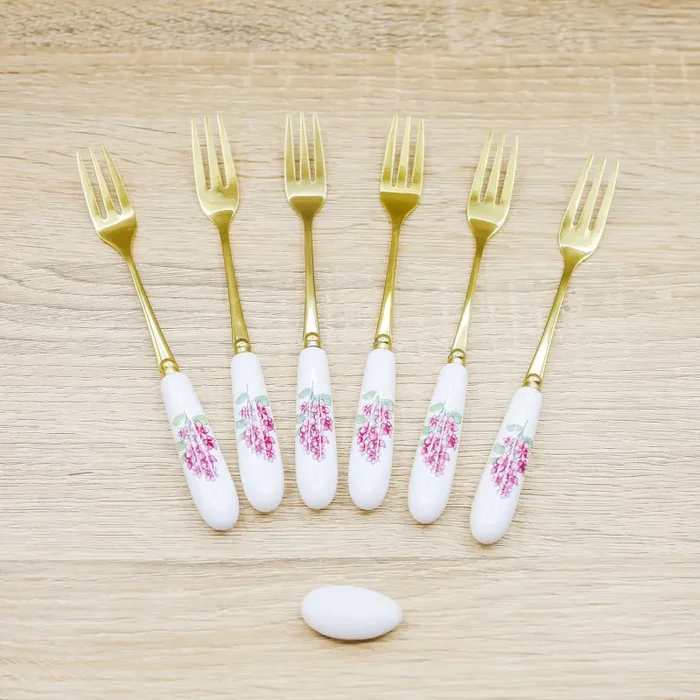 Set 6 Forchette Oro con Fiori Encantada Vendita calda - immagine 2