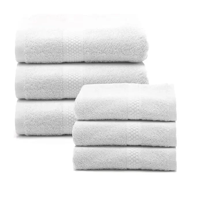 Set Asciugamani Bagno Viso e Bidet in Morbida Spugna 100% Cotone con 3 Asciugamani Viso 55×100 cm + 3 Asciugamani Bidet Ospite 40×60 cm, Resistente a Lavaggi Frequent - immagine 2