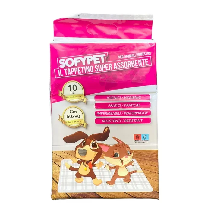 Sofypet Tappetini Igienici per Animali Domestici 60×90 cm – 10 Pezzi Extra Assorbenti per Cuccioli e Cani di Taglia Grande