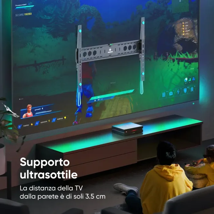 Staffa fissa per pannelli interattivi o TV 60″-110″ max 120 kg, nero UF12 - immagine 3