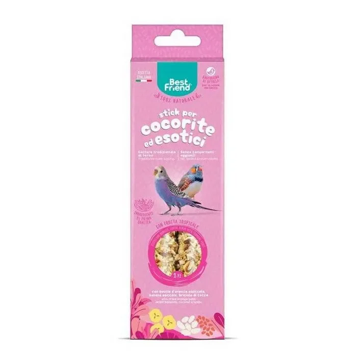 Stick naturali per cocorite ed uccelli esotici con frutta tropicale 85 g – Best Friend
