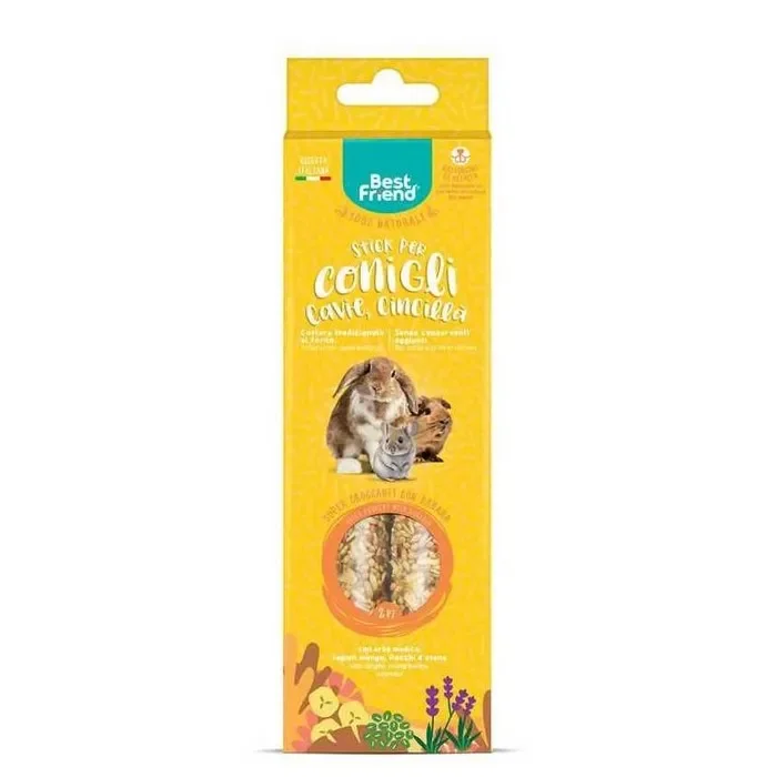 Stick snack naturali per conigli, cavie e cincillà con banana e erba medica 115 g – Best Friend