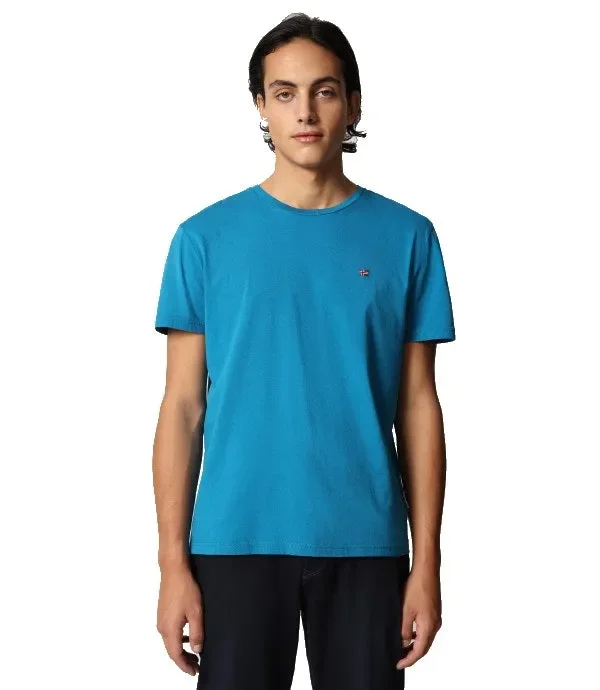 T-shirt uomo Napapijri art SALIS C SS MYKONOS BLUE colore azzurro misura a scelta