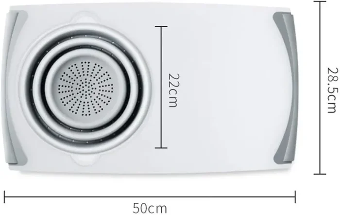 Tagliere da Cucina 2 in 1 con Colino Pieghevole Integrato – Antiscivolo, Salvaspazio, Ideale per Frutta e Verdura - immagine 2