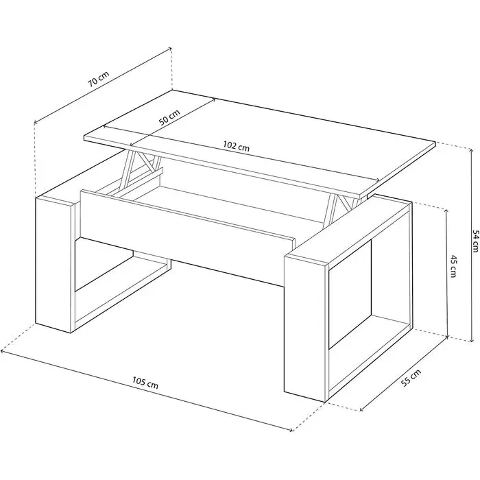 Tavolino da soggiorno sollevabile rovere - immagine 2