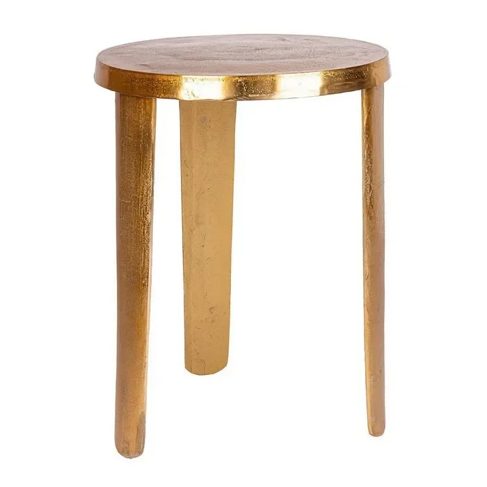 Tavolino in alluminio dorato rotondo – Varanasi