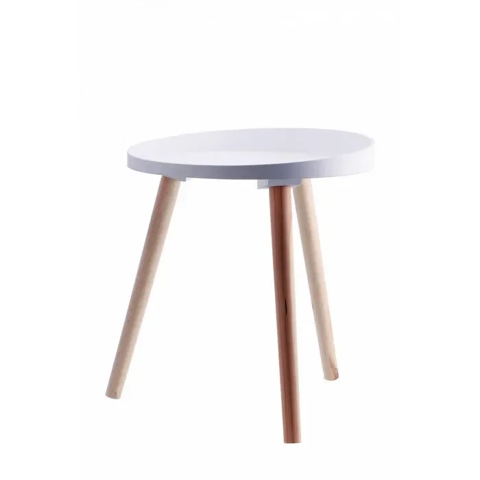 Tavolino in legno e mdf tondo in stile scandinavo 38 cm