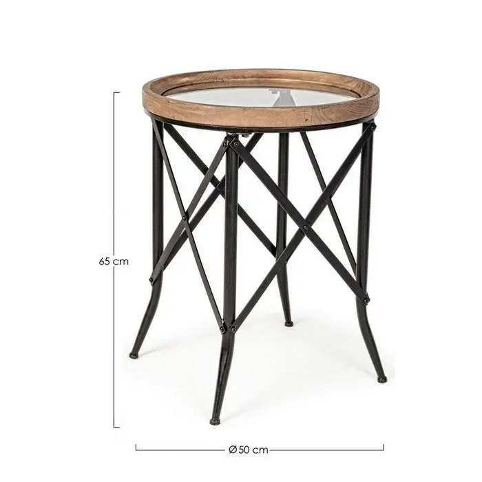 Tavolino industrial rotondo con piano in vetro – Envas - immagine 2