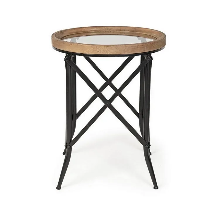 Tavolino industrial rotondo con piano in vetro – Envas - immagine 3