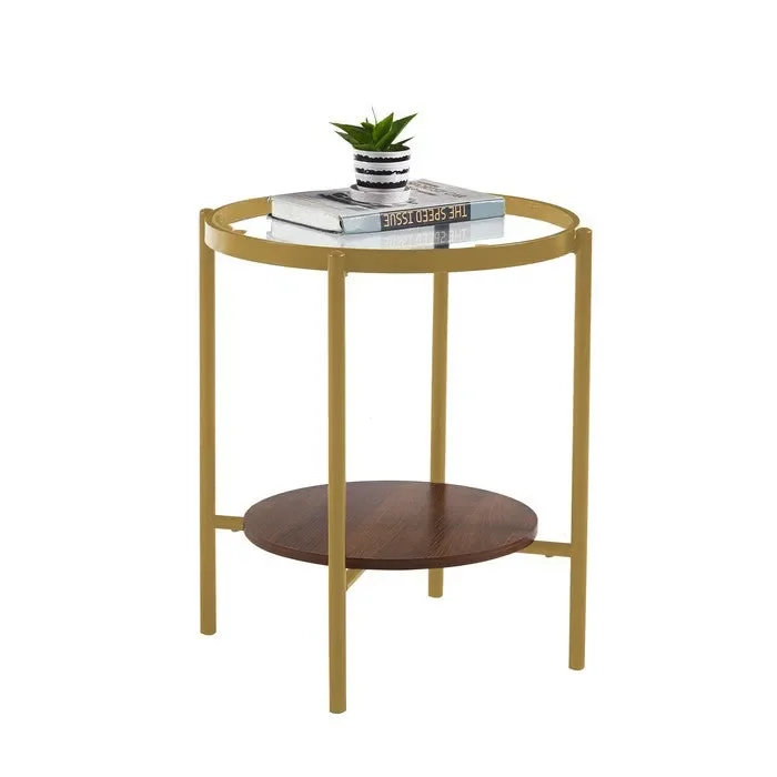 Tavolino tondo con piano in vetro – Amal