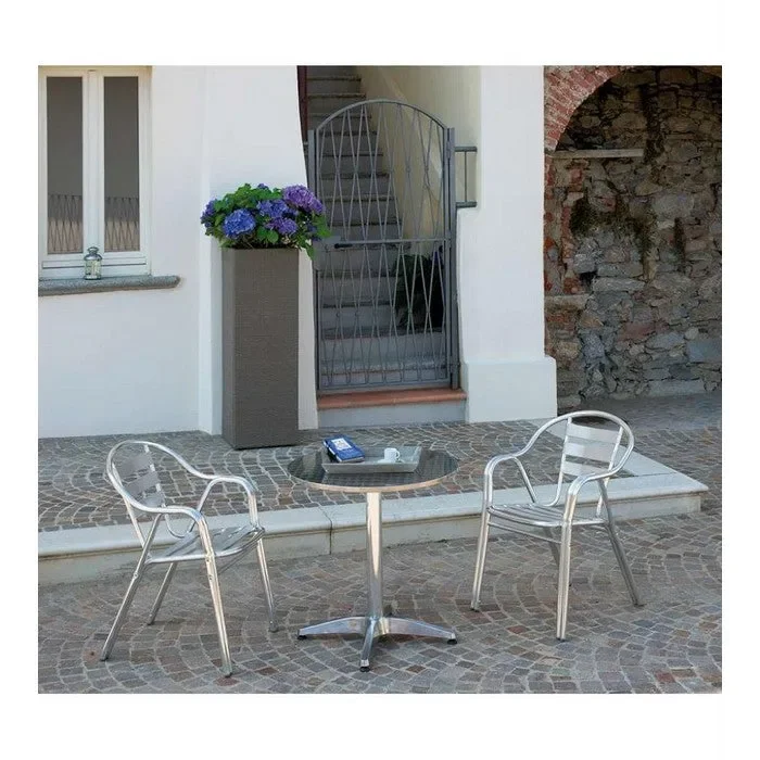 Tavolino tondo in alluminio e acciaio 70 cm Sconti - immagine 2