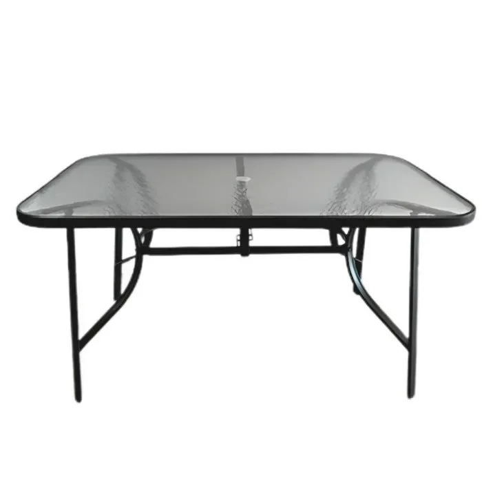 Tavolo da giardino in acciaio con piano in vetro Saldi