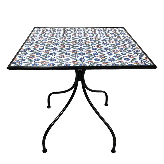 Tavolo quadrato da giardino in metallo con mosaico – Elba