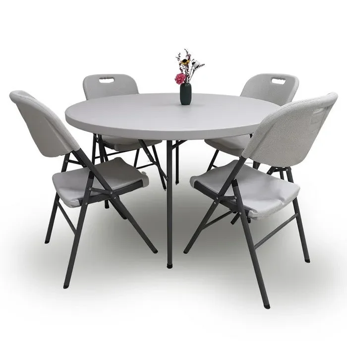 Tavolo tondo con gambe pieghevoli per campeggio e catering - immagine 2