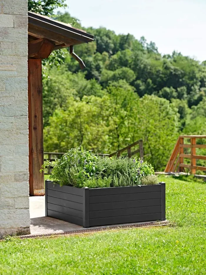 TeraPlast Fioriera Trama 003 Almond 100 x 100 Cm Resina Moda - immagine 2