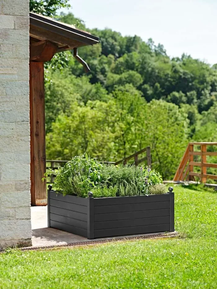 TeraPlast Fioriera Trama 003 Almond 100 x 100 Cm Resina Moda - immagine 3