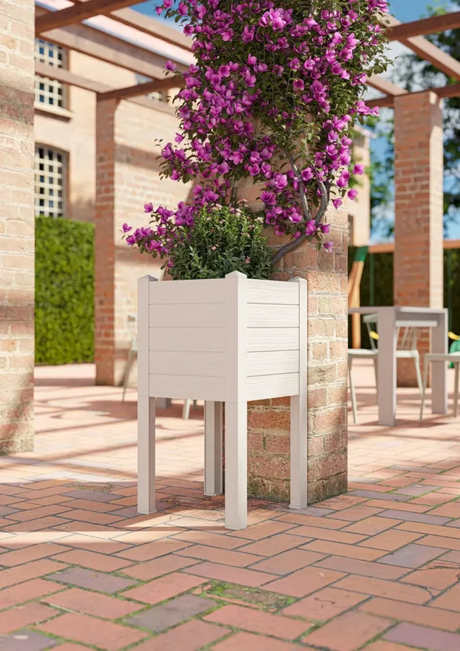 TeraPlast Fioriera Trama 014 Dark Forest H 80 Cm 42 x 42 Cm Resina Online ora - immagine 2