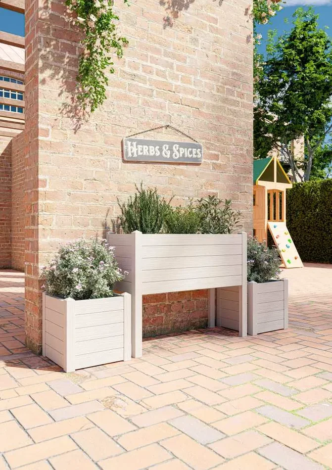 TeraPlast Fioriera Trama 015 Cenere H 80 Cm 100 x 42 Cm Resina - immagine 2