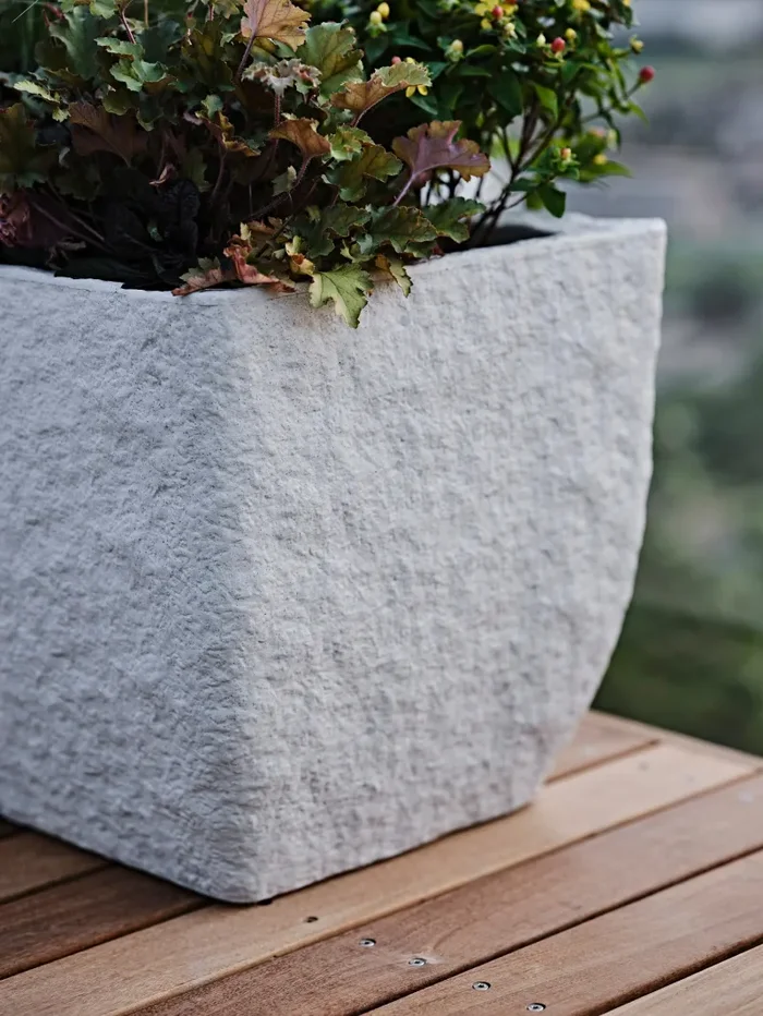 TeraPlast Vaso Fioriera Petram 80 Cm Grigio Pietra Plastica Riciclabile - immagine 3