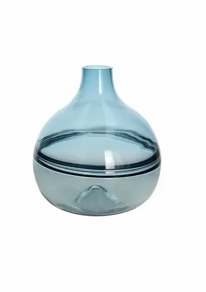 Tognana Vaso Bombato Riga Blu H 27 Cm Design Atmosphere