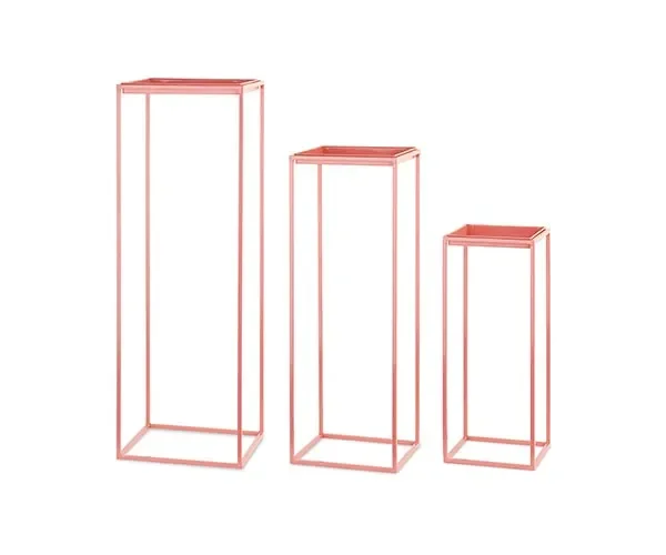 Tono Su Tono Set 3 Alzate Rosa 6 x 5 x 5,5 / 22 x 22 x 55/ 30 x 30 x 90 Cm