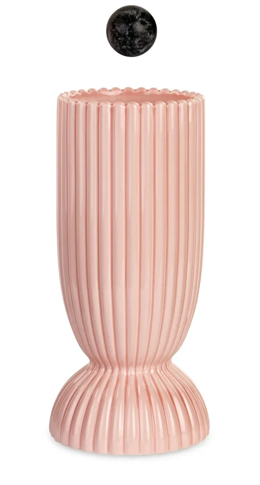 Tono Su Tono Vaso Righe H 270 mm D 110 Mm Rosa Online ora