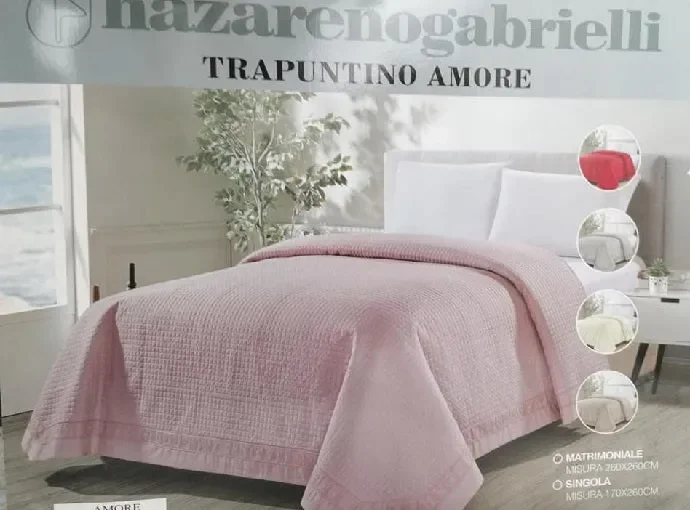 trapuntino matrimoniale nazareno gabrielli art AMORE 2P colore a scelta misura unica