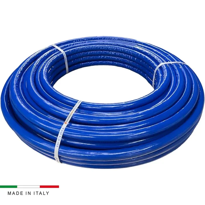 Tubo Multistrato Blu 25 Mt diametro 16 X 2 in rotolo rivestito in Polietilene 373 impianto Acqua Calda e Fredda