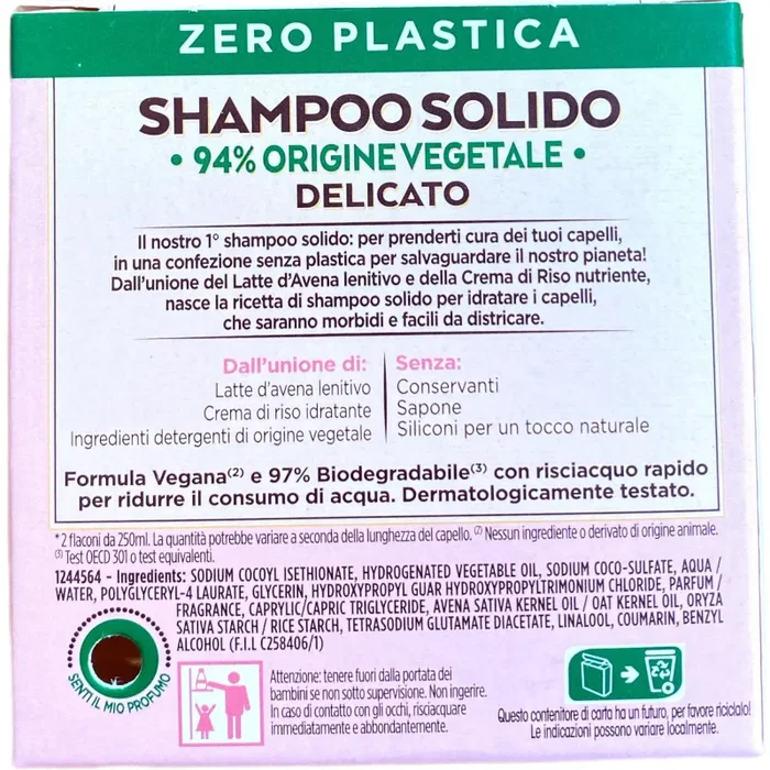 Ultra dolce shampoo solido delicato con delicatezza d’avena per capelli normali 60 grammi - immagine 2