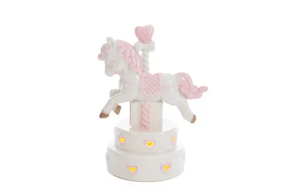 UNICORNO PORCELLANA LED ROSA(12X8X15CM)