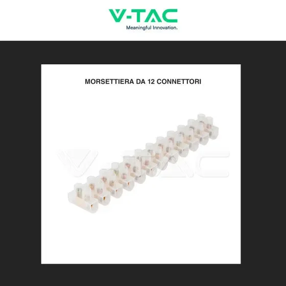 V-TAC | 11799| Morsettiera 12 Connettori per Cavo Elettrico 3A da 2.5mm Colore Bianco |Confezione 10 Pezzi – 120 Connettori| - immagine 2