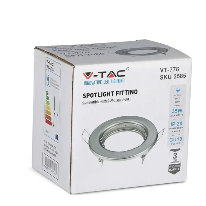 V-TAC VT-778 (2 PZ) FARETTI INCASSO FISSI ROTONDI PER LAMPADINE GU10 E GU5.3 – SKU 3585 - immagine 2