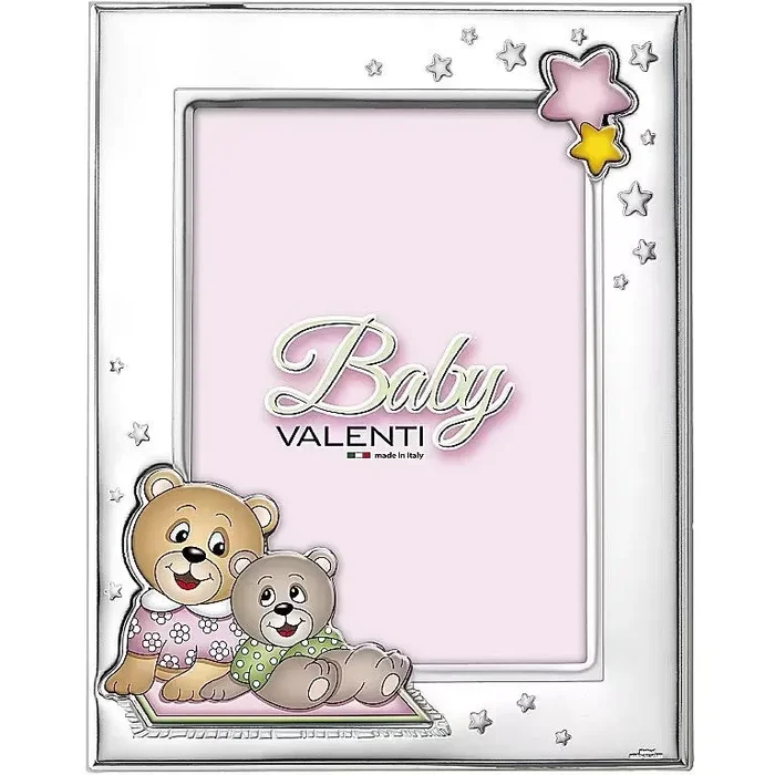 Valenti Cornice Portafoto Rosa in Argento con Orsetti 13×18 cm