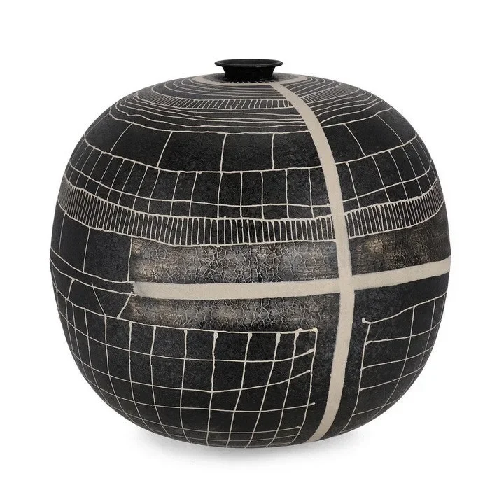 Vaso decorativo tondo 39 cm nero – Siva