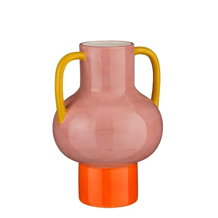 Vaso in ceramica rosa con manici – Stratt