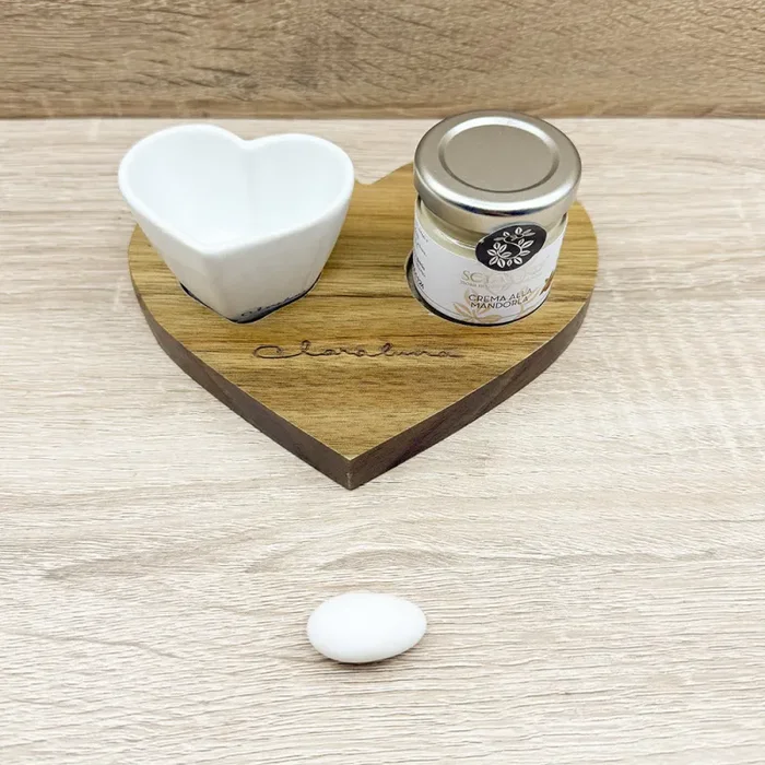 Vassoio con Ciotola Cuore e Crema di Mandorle Claraluna - immagine 3
